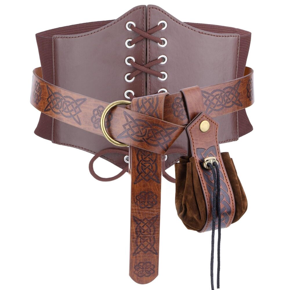 4611 3PCS Renaissance Corset Belts Medieval Belt Pouch Pirate Costume